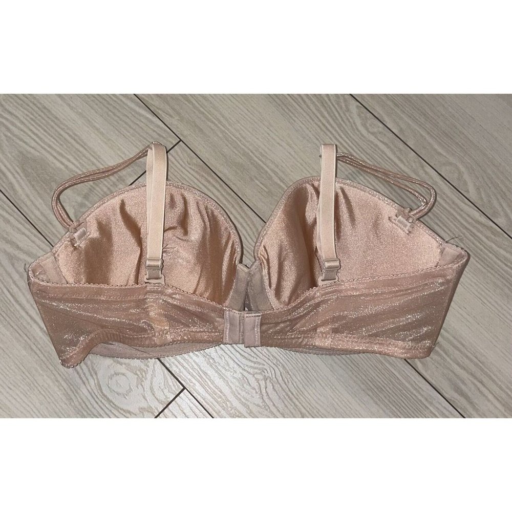 Lily of France 2101122 Strapless Multi Way Balconette Bra UW Shimmery 38C Beige - Picture 4 of 6